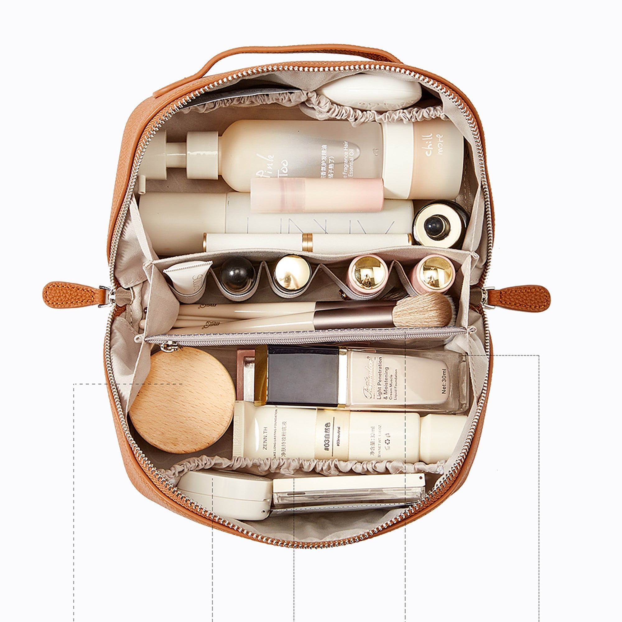 Handcrafted Premium Leather Travel Makeup & Toiletry Bag - Large Capacity with Multi-Compartments, Lightweight & Luxurious Organizer for Women