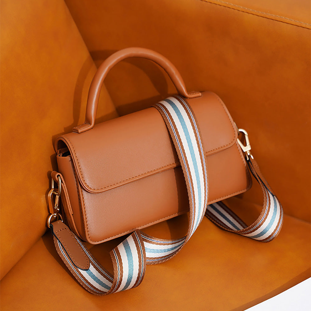 Handcrafted Color-Block Woven Strap – Premium Leather & Canvas Double Material Shoulder Strap