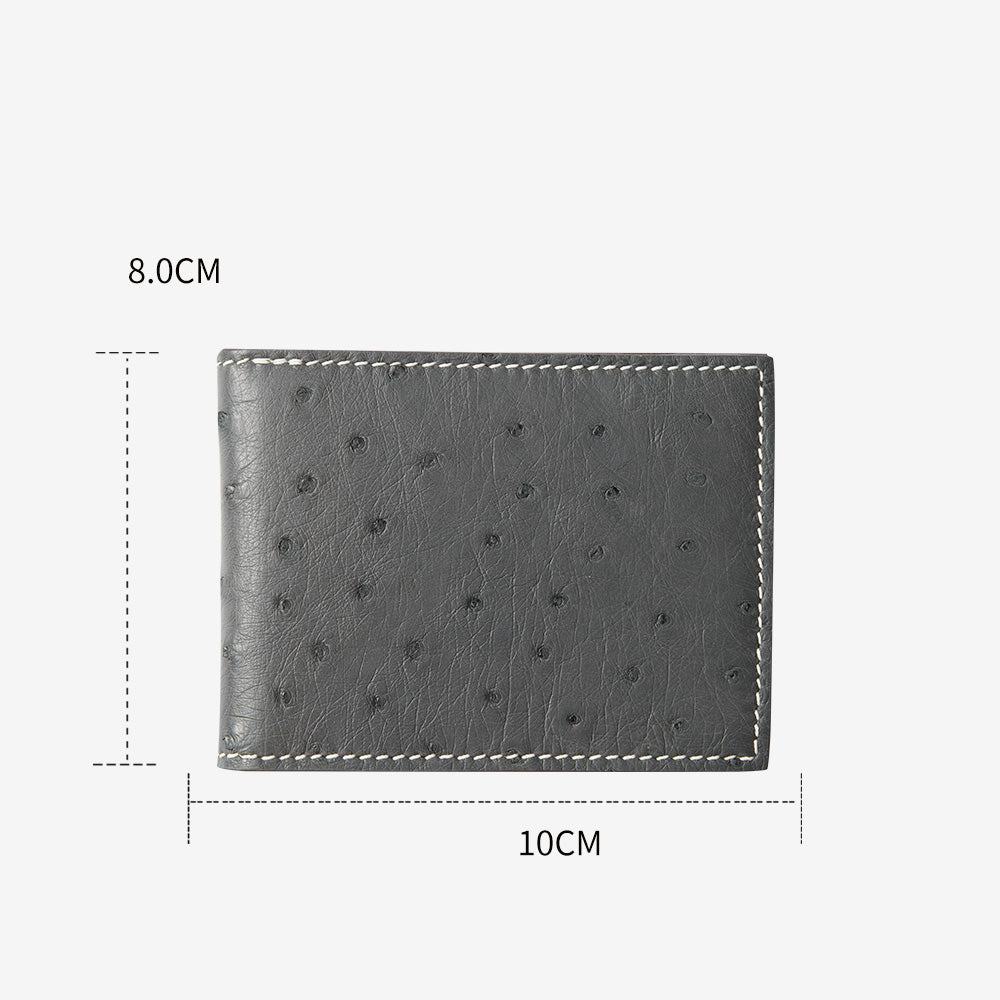 Genuine Leather Ostrich Skin Wallet - Multi-Card Holder & Driving License Organizer, Premium Multifunctional Storage Case