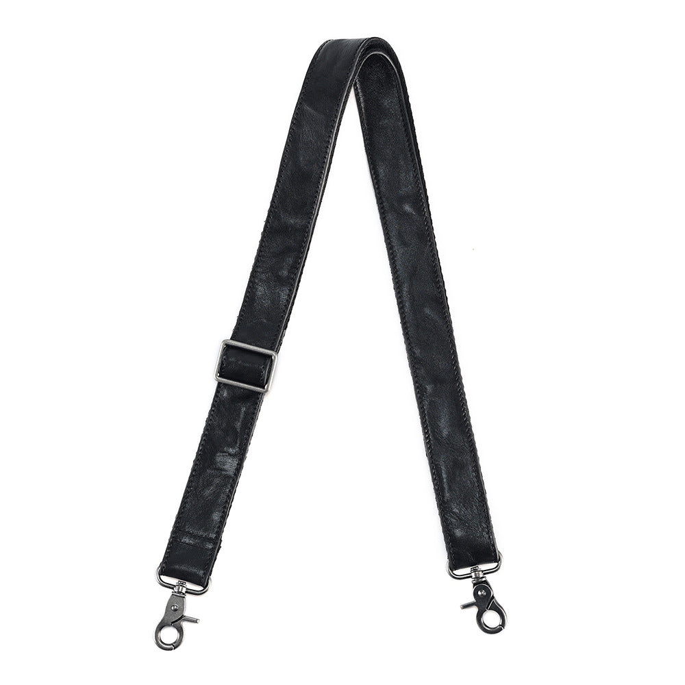 New Genuine Leather Shoulder Strap for Bags, Adjustable Black Full-Grain Vegetable-Tanned Leather Crossbody & Shoulder Strap