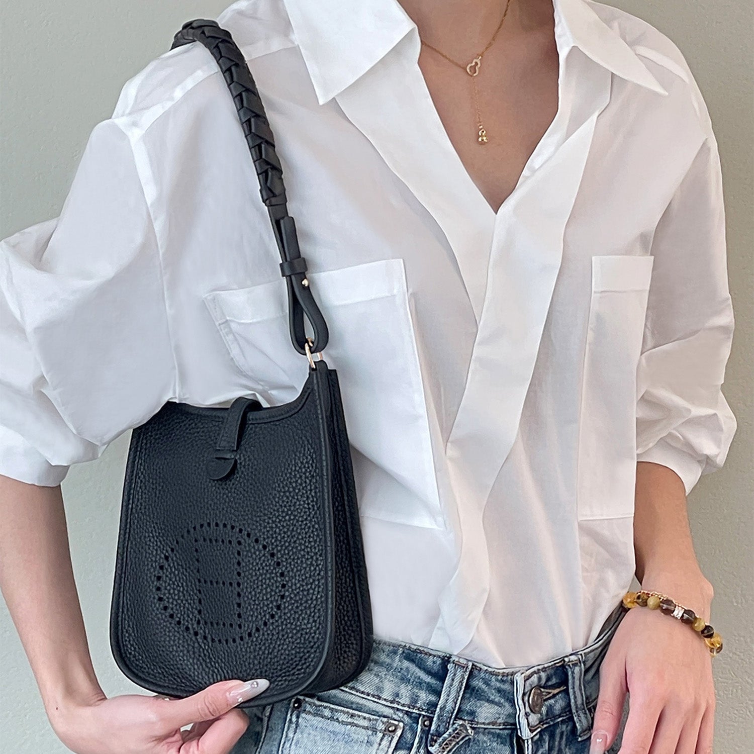 Handcrafted Genuine Leather Woven Tote Strap for Evelyne 16 Mini - Premium, Versatile, and Elegant Shoulder Bag Handle