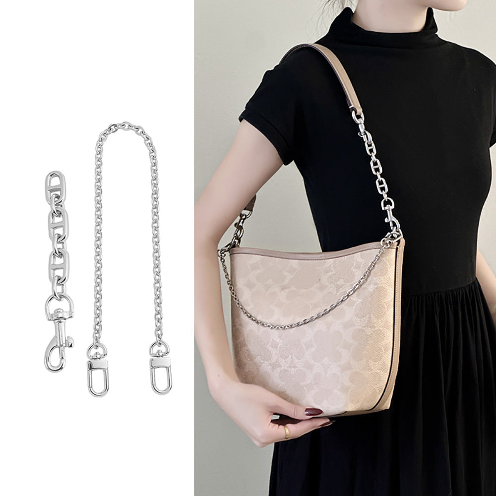 Handmade Extension Chain Shoulder Strap with Metal Decorative Chain for City17 Bucket Bag – DIY Detachable Accessory