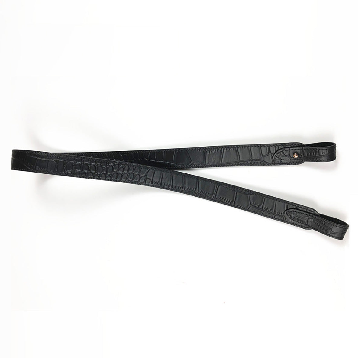 Black Crocodile Pattern Leather Shoulder Strap - Replacement Strap for Kelly & Evelyne Bags