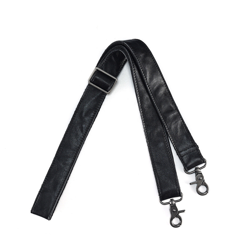 New Genuine Leather Shoulder Strap for Bags, Adjustable Black Full-Grain Vegetable-Tanned Leather Crossbody & Shoulder Strap