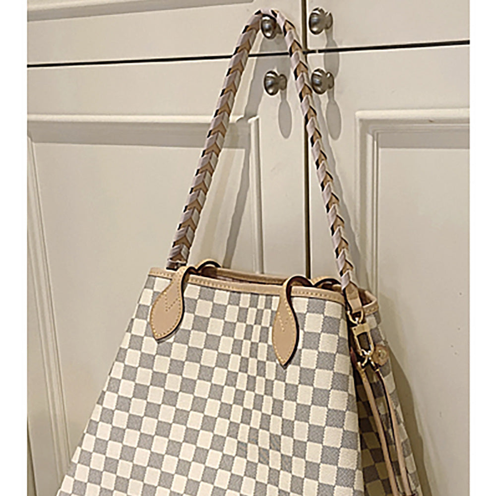 Neverfull Chessboard Woven Underarm Shoulder Strap – Custom Leather Bucket Bag Strap, Handcrafted, Upgrade Your Bag with Durable Cowhide
