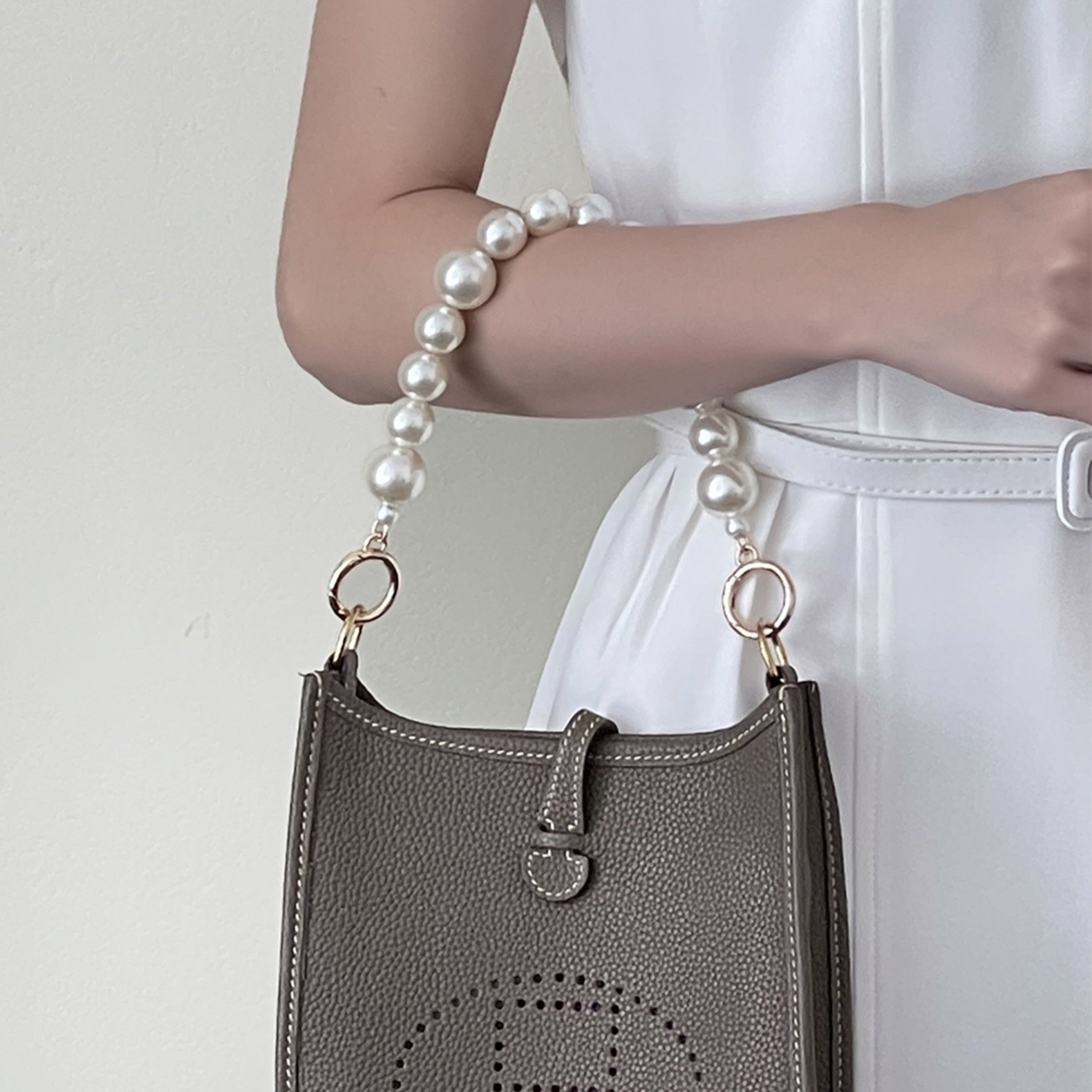 Handcrafted Pearl Bag Chain for Evelyn 16 – 1.8cm Wide Strap, Luxury Handmade Accessory