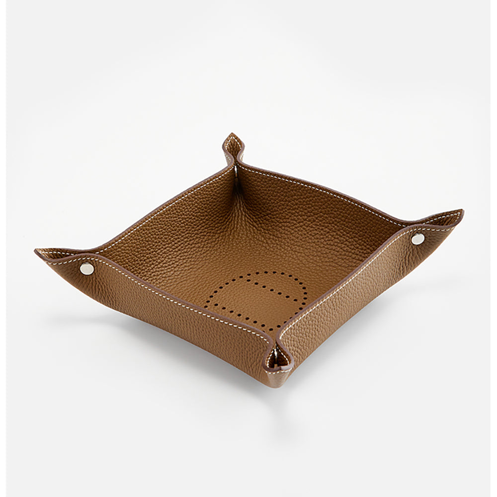Handcrafted Genuine Leather Jewelry Tray – Premium Cowhide Storage Tray for Desk, Entryway, and Accessories
