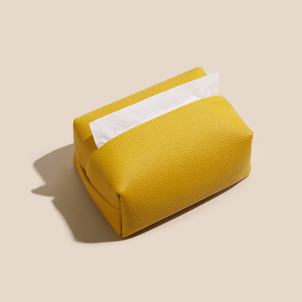 Handcrafted Luxury Genuine Leather Tissue Box - Premium Paper Towel Holder for Dining Room, Car Armrest, and Home Use