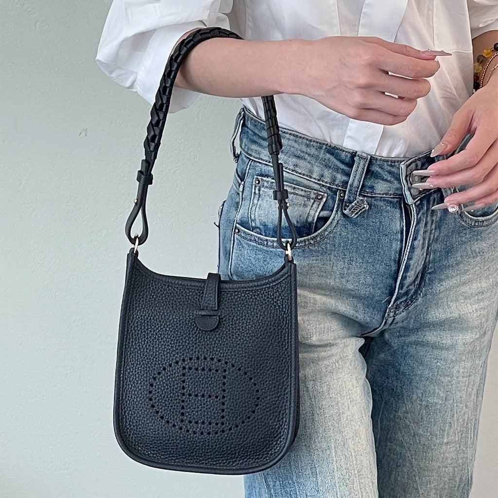 Handcrafted Genuine Leather Woven Tote Strap for Evelyne 16 Mini - Premium, Versatile, and Elegant Shoulder Bag Handle