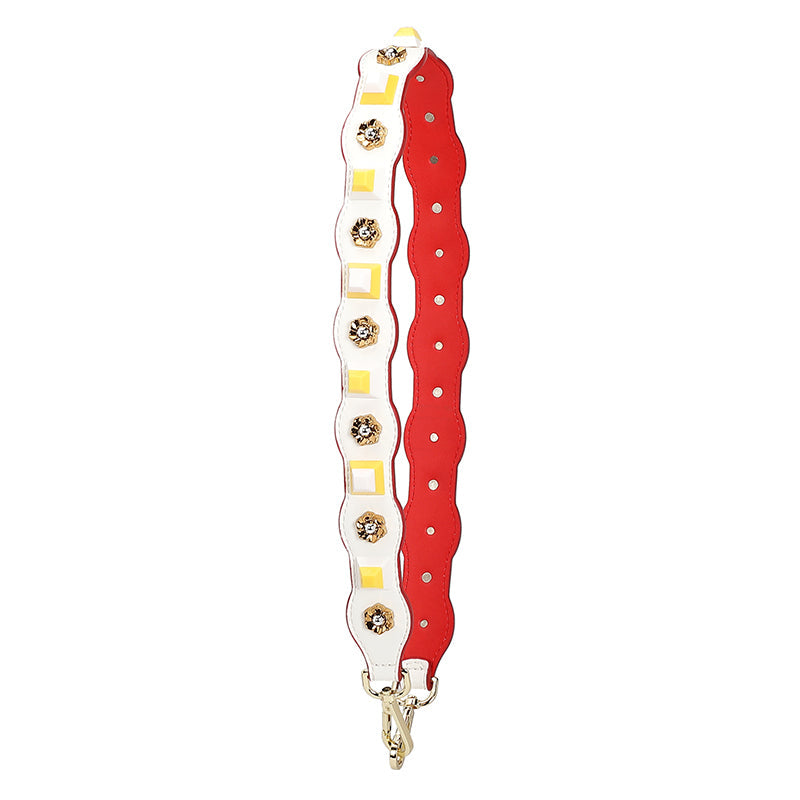 New Genuine Leather Flower Studded Shoulder Strap for Women’s Bags, Wide Crossbody & Shoulder Strap, Single Purchase Accessory