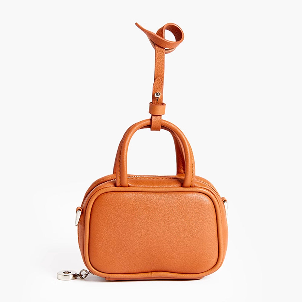 Handcrafted Genuine Leather Crossbody Bag Charm – Beau leather micro bag, Stylish Customizable Leather Pendant
