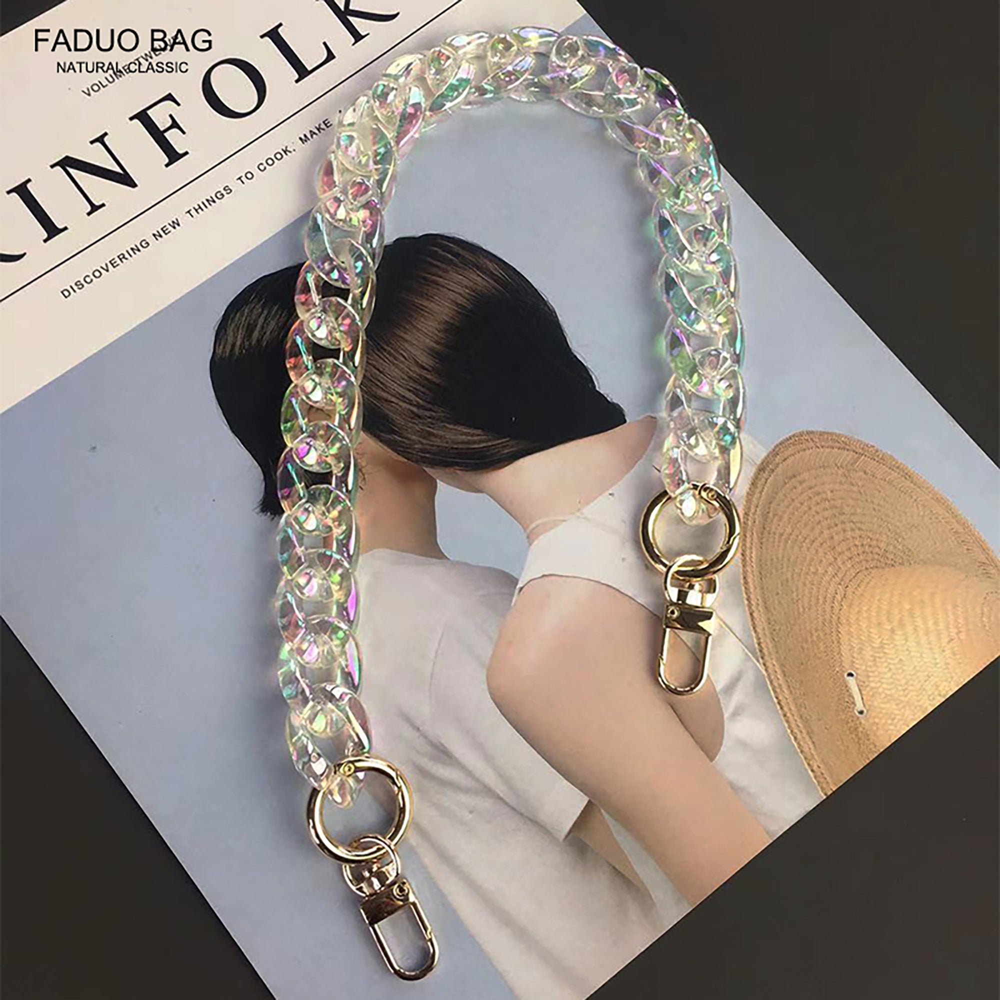 Handcrafted Colorful Acrylic Chain Strap for Bags – Versatile Shoulder, Crossbody, and Tote Bag Strap