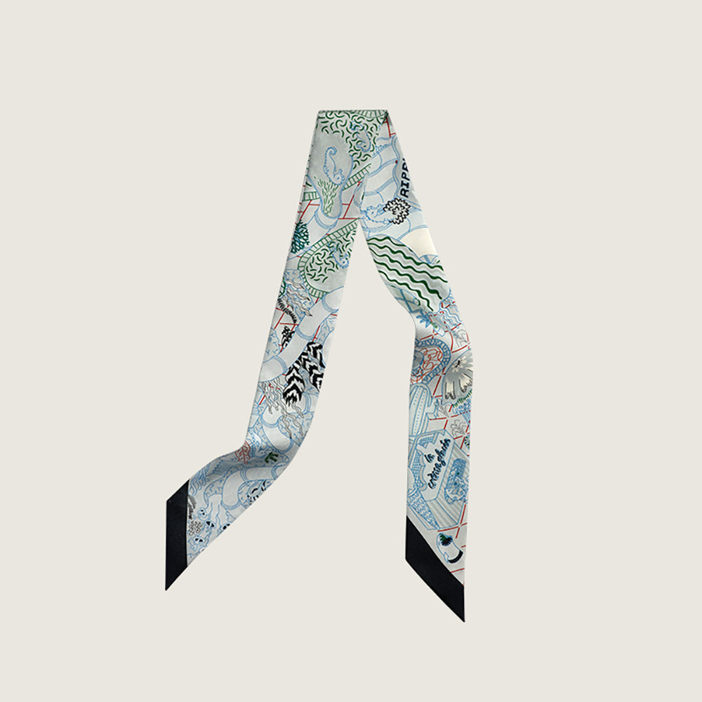 Silk Scarf Handle Tie & Hairband – Handcrafted Mulberry Silk Rectangle Scarf for Bags, Hair, and Accessories
