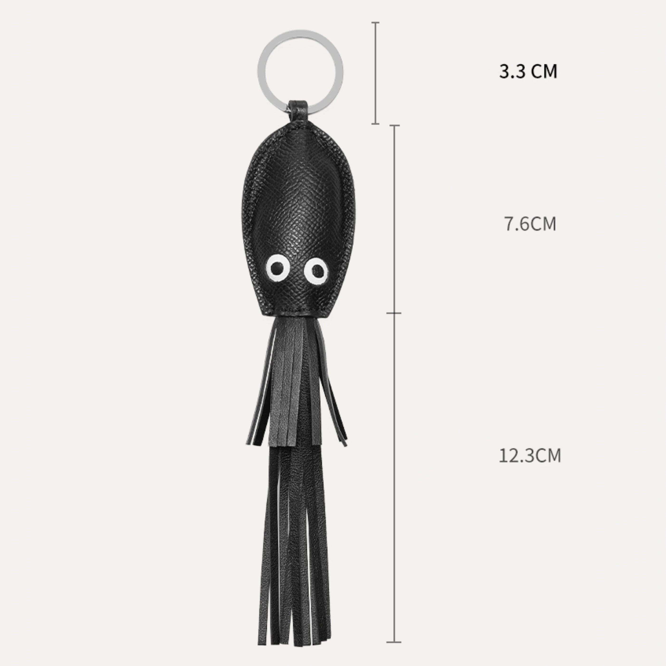 Leather Squid Keychain Pendant – Poulpe key ring – Bag Charm;Poulpe Key Holder for Designer Bags