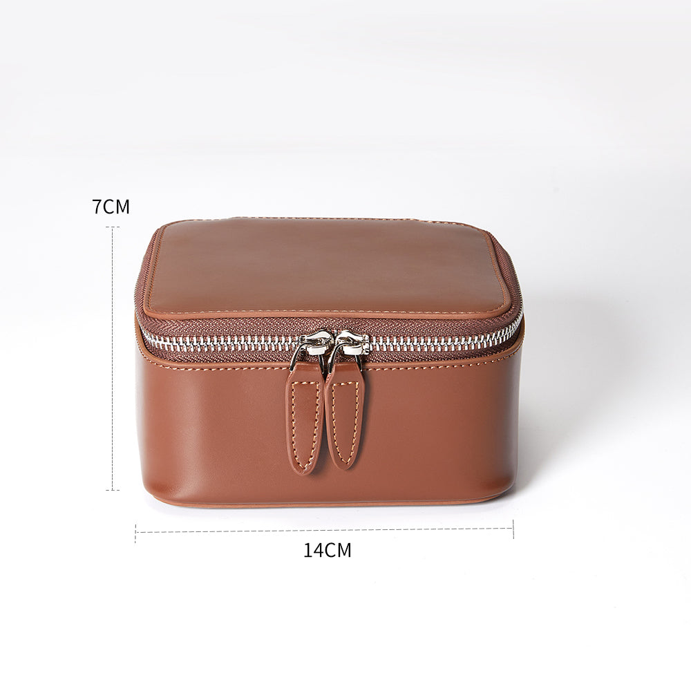 Handcrafted Genuine Leather Jewelry Organizer Box – Large Capacity, Premium Cowhide Storage Case for Rings, Necklaces, and Earrings