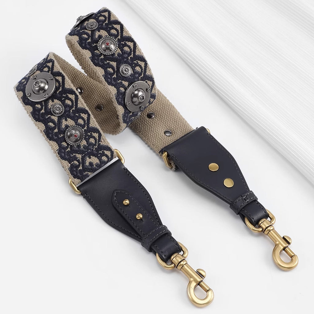 Handcrafted Studded Canvas Shoulder Strap - Embroidered Long Strap for Saddle Bags, ,Cross body bag strap,Guitar strap