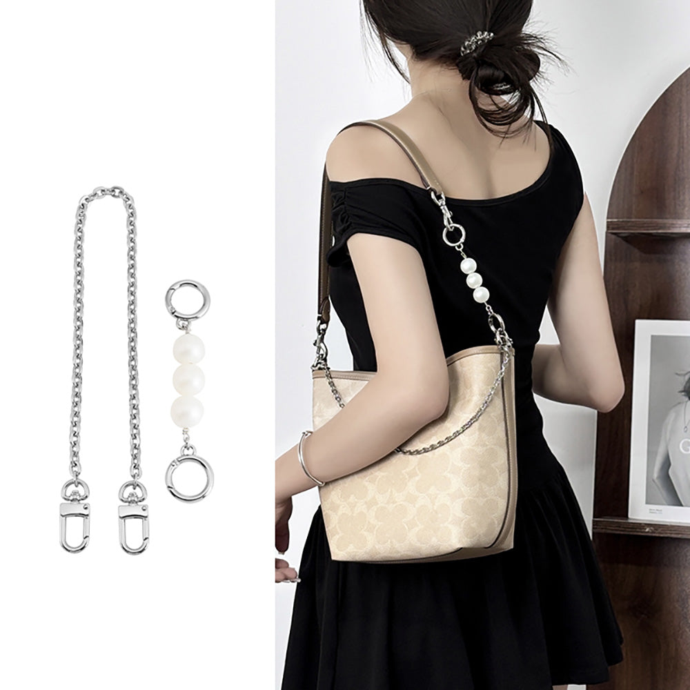 Handmade Extension Chain Shoulder Strap with Metal Decorative Chain for City17 Bucket Bag – DIY Detachable Accessory
