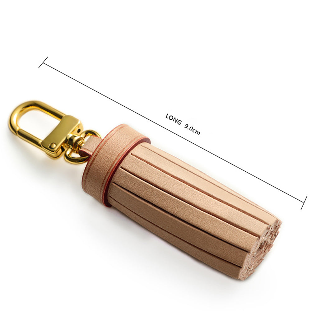 Genuine Leather Tassel with Monogram Charm – Stylish Bag Pendant Accessory
