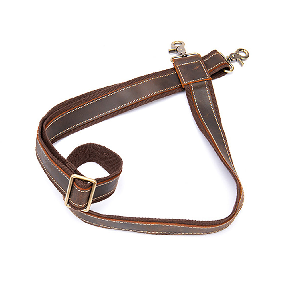 Adjustable Vintage Crazy Horse Leather Shoulder Strap for Men – Crossbody Bag Replacement Strap with Metal Hardware, Retro Style for Leather Bags