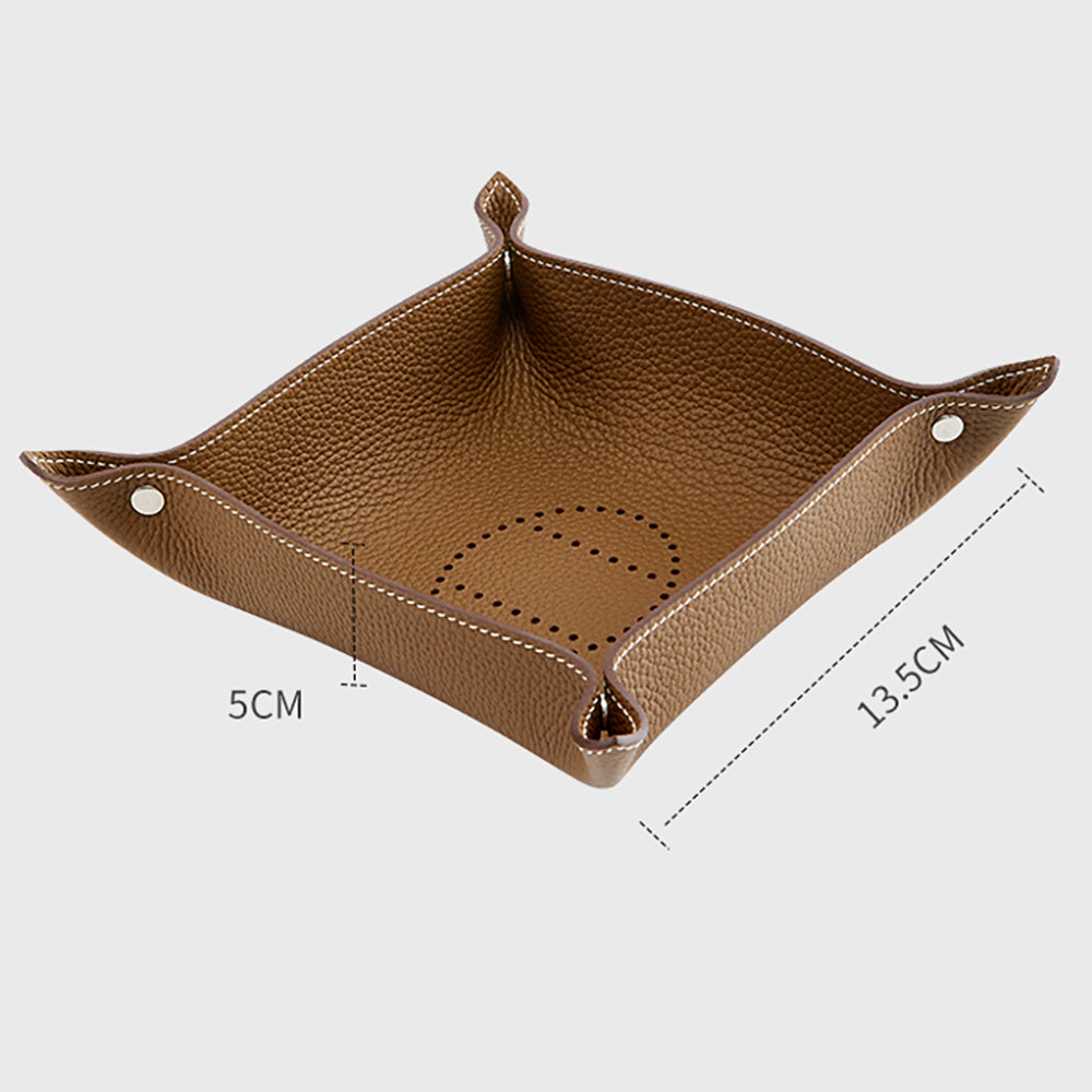 Handcrafted Genuine Leather Jewelry Tray – Premium Cowhide Storage Tray for Desk, Entryway, and Accessories