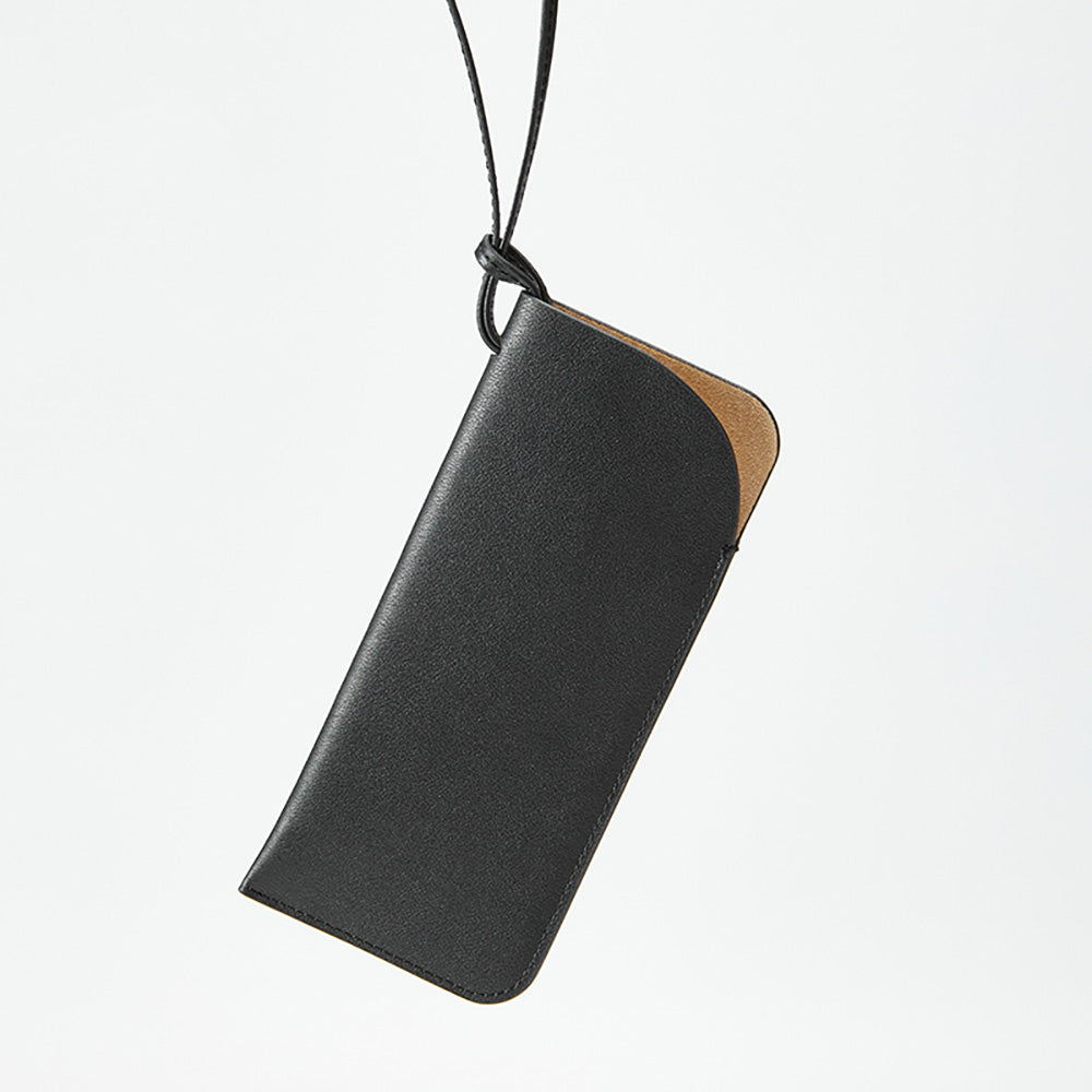 Handcrafted Genuine Leather Sunglasses Case – Portable Car Visor Sunglasses Holder with Neck Strap