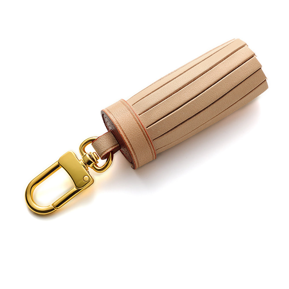 Genuine Leather Tassel with Monogram Charm – Stylish Bag Pendant Accessory