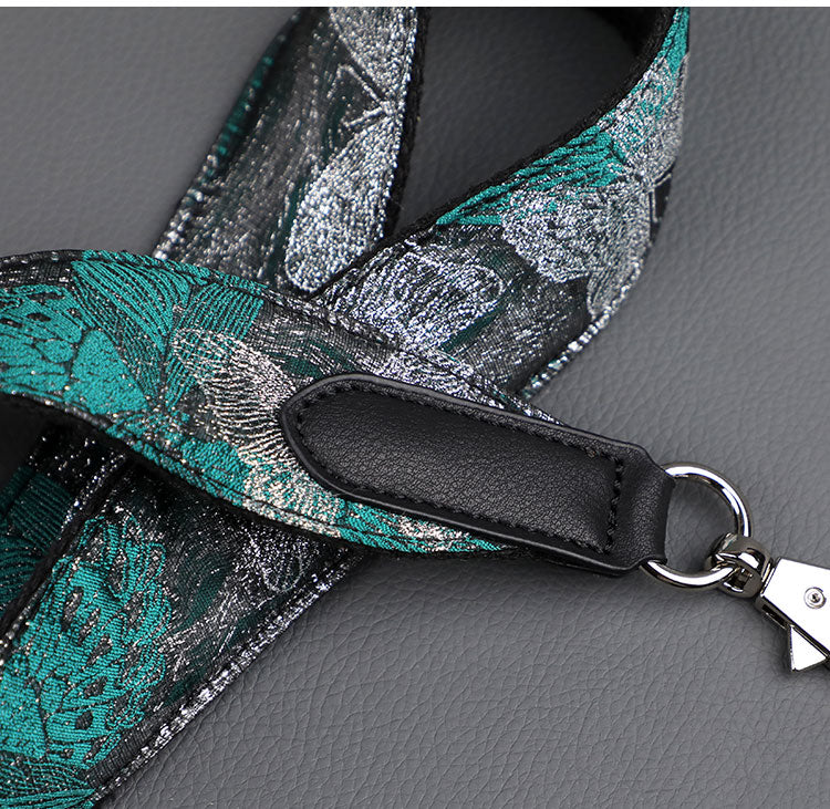 Green Base with Silver Thread Butterfly Shoulder Strap for Women's Handbag, Elegant and Fashionable Bag Strap