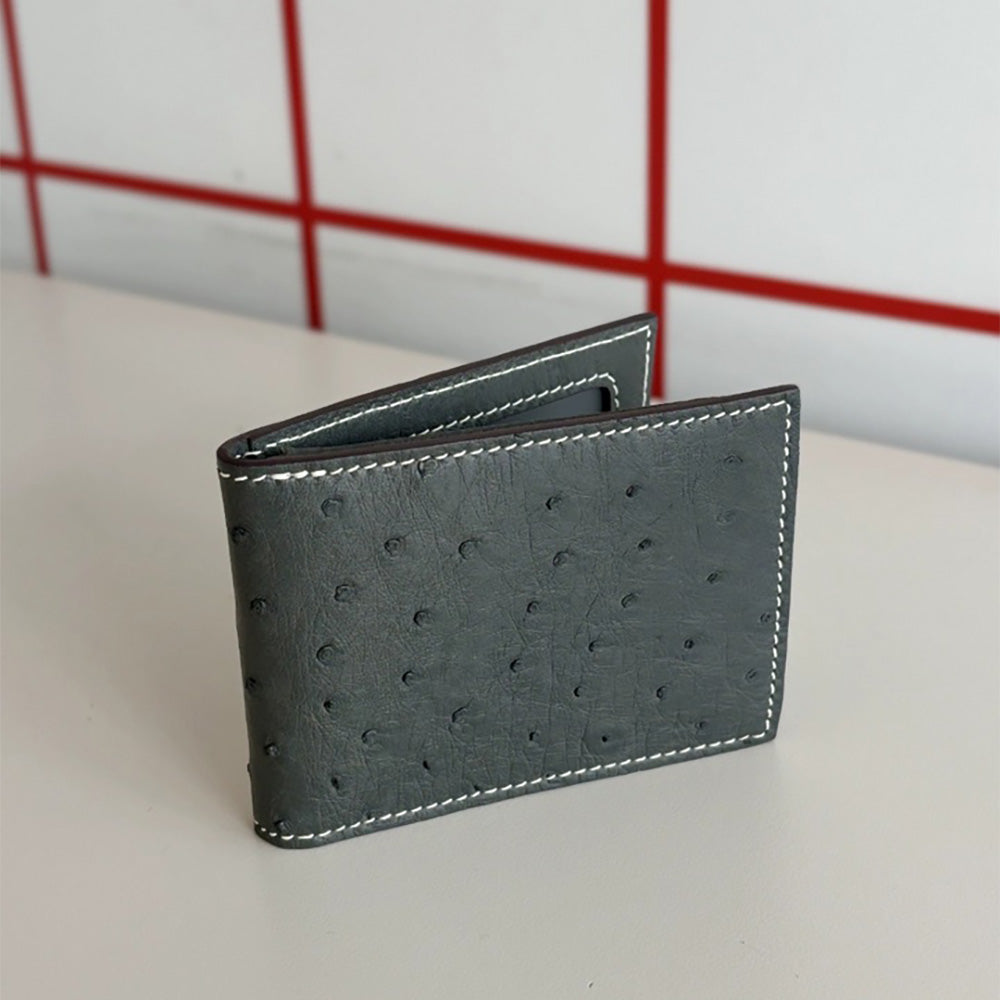 Genuine Leather Ostrich Skin Wallet - Multi-Card Holder & Driving License Organizer, Premium Multifunctional Storage Case