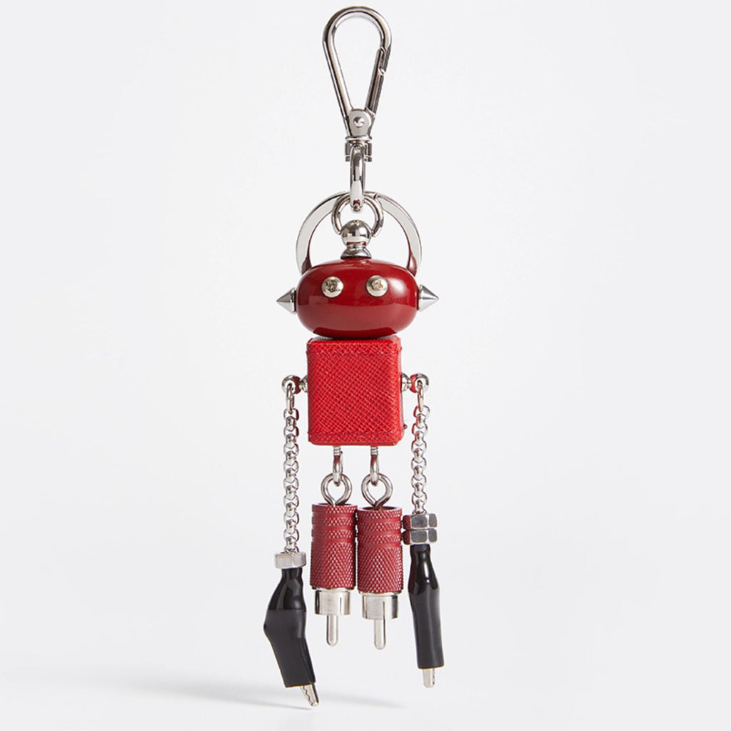 Saffiano Leather Modern Robot Style Keychain Pendant for Luxury Bags – Cute ; Trendy Accessory