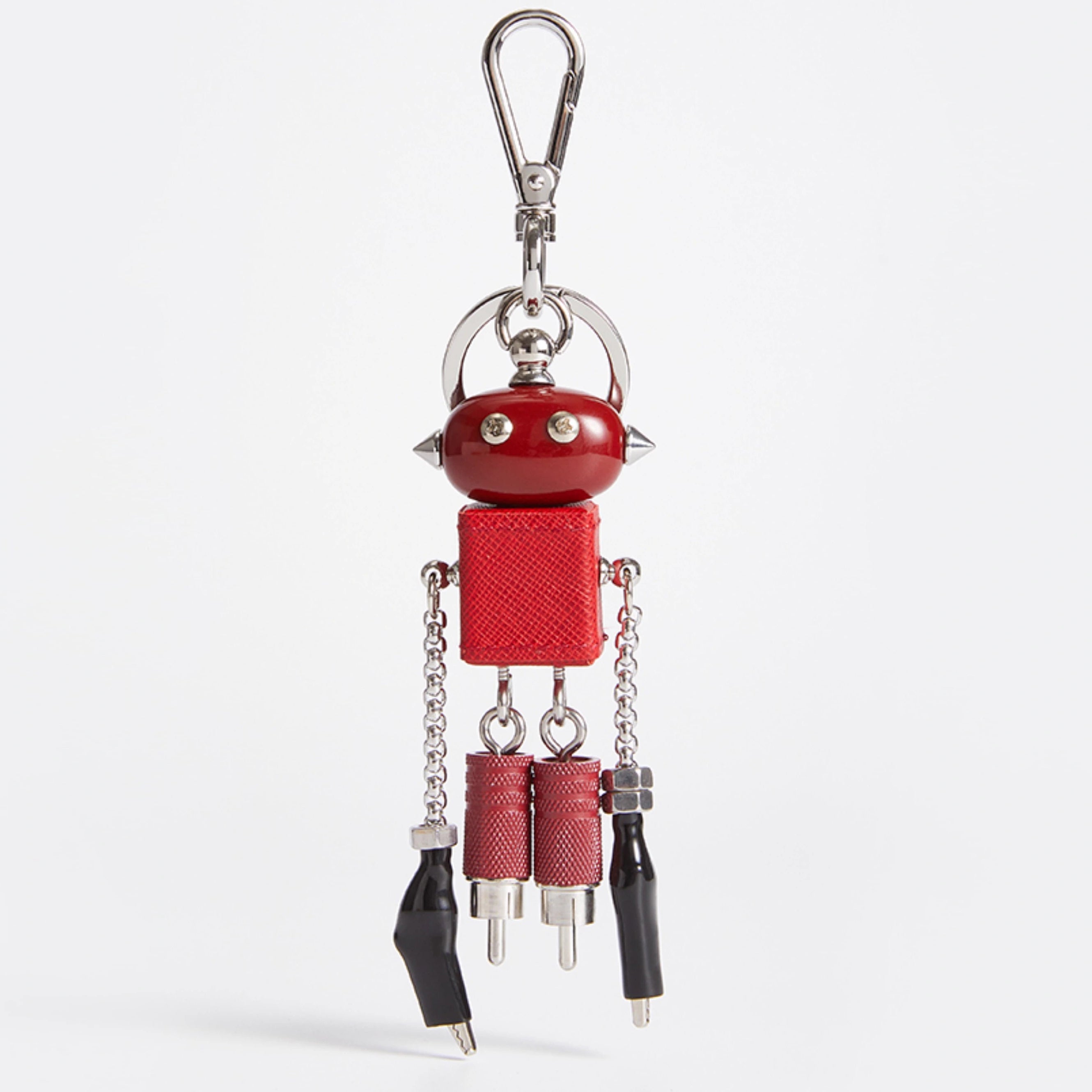 Saffiano Leather Modern Robot Style Keychain Pendant for Luxury Bags – Cute ; Trendy Accessory