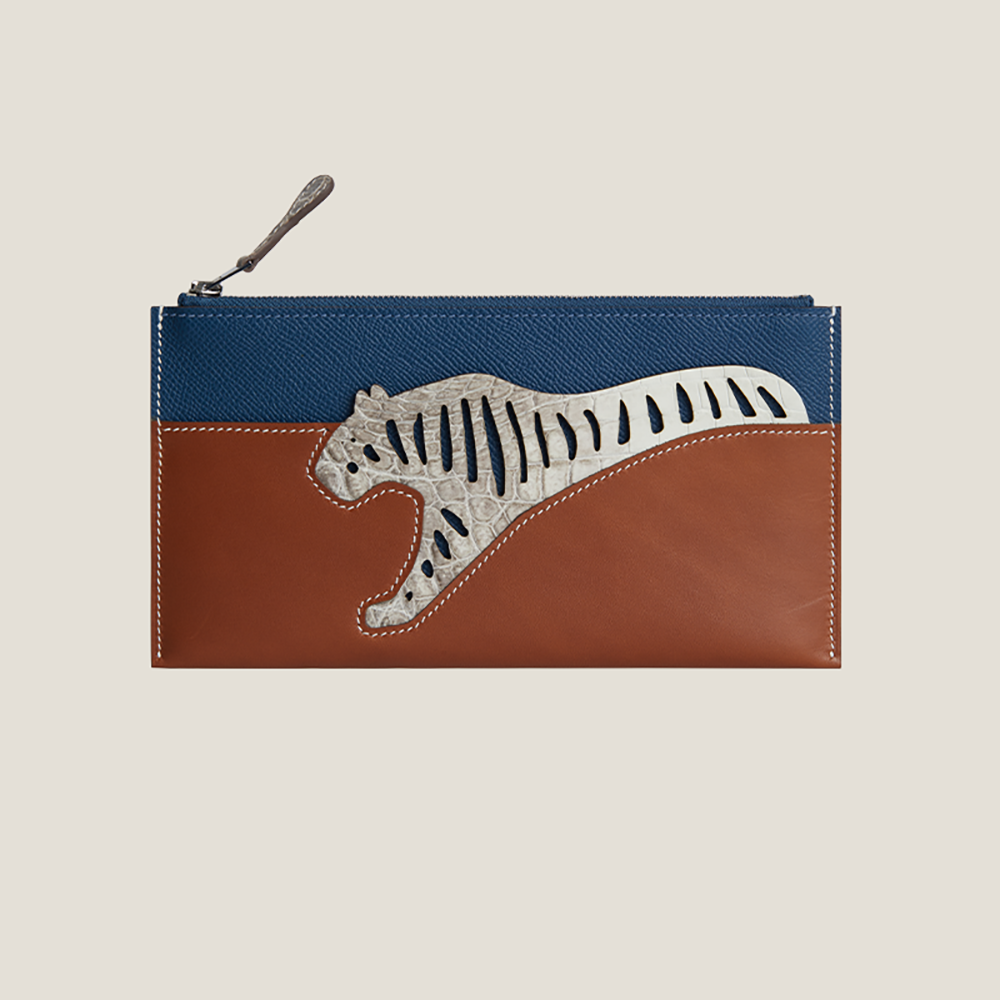 Handmade Leather Animal Series Long Zipper Wallet – Multicolor, Lightweight, Luxury Patchwork Design, Coin Purse