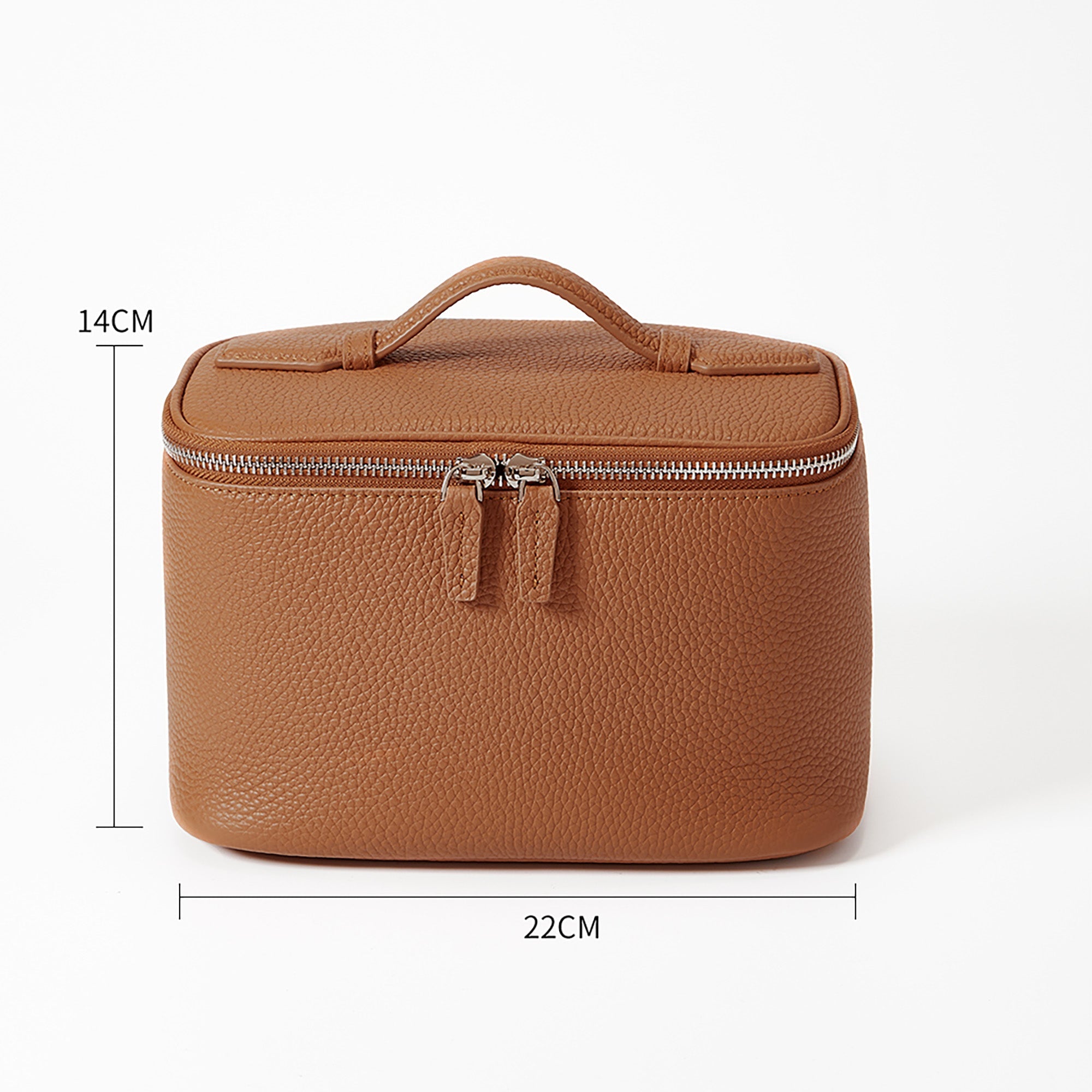 Large Capacity Leather Makeup Bag - Portable Premium Cowhide Travel Toiletry Organizer for Men & Women, Stylish Handheld Storage Bag