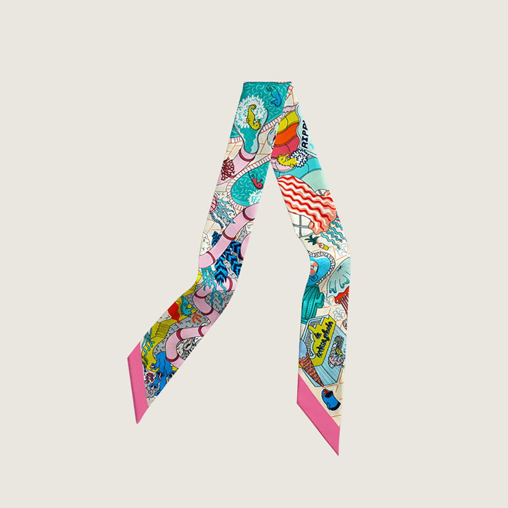 Silk Scarf Handle Tie & Hairband – Handcrafted Mulberry Silk Rectangle Scarf for Bags, Hair, and Accessories