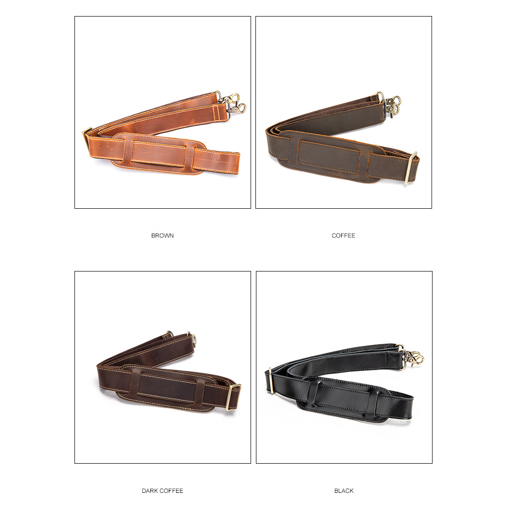 Vintage Crazy Horse Leather Shoulder Strap for Men – Adjustable Length, Versatile Single Shoulder or Crossbody Use, Retro Style for Messenger Bags