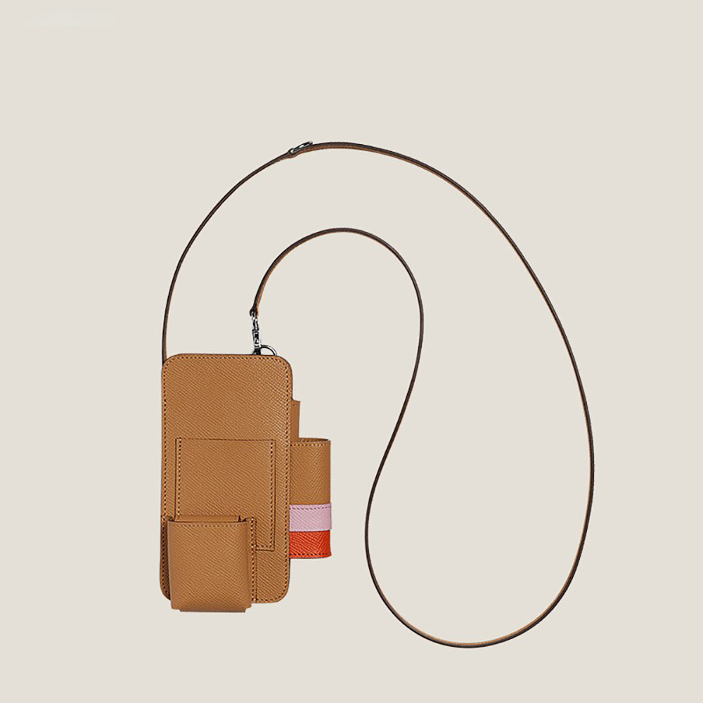 Handmade Genuine Leather Multi-Functional Adjustable Shoulder Strap Crossbody Phone Case Backpack