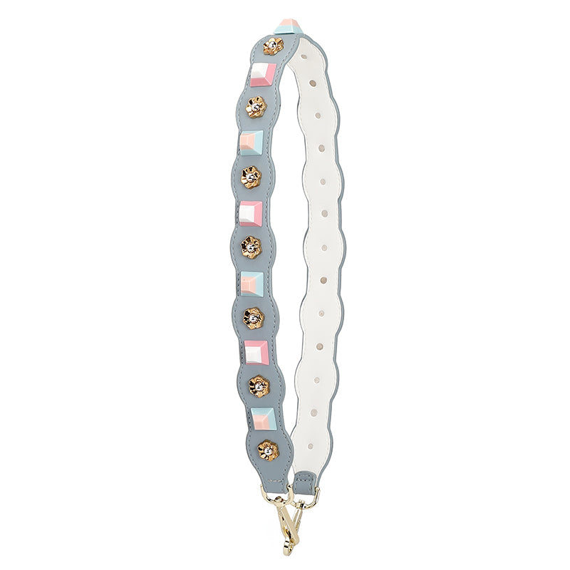 New Genuine Leather Flower Studded Shoulder Strap for Women’s Bags, Wide Crossbody & Shoulder Strap, Single Purchase Accessory