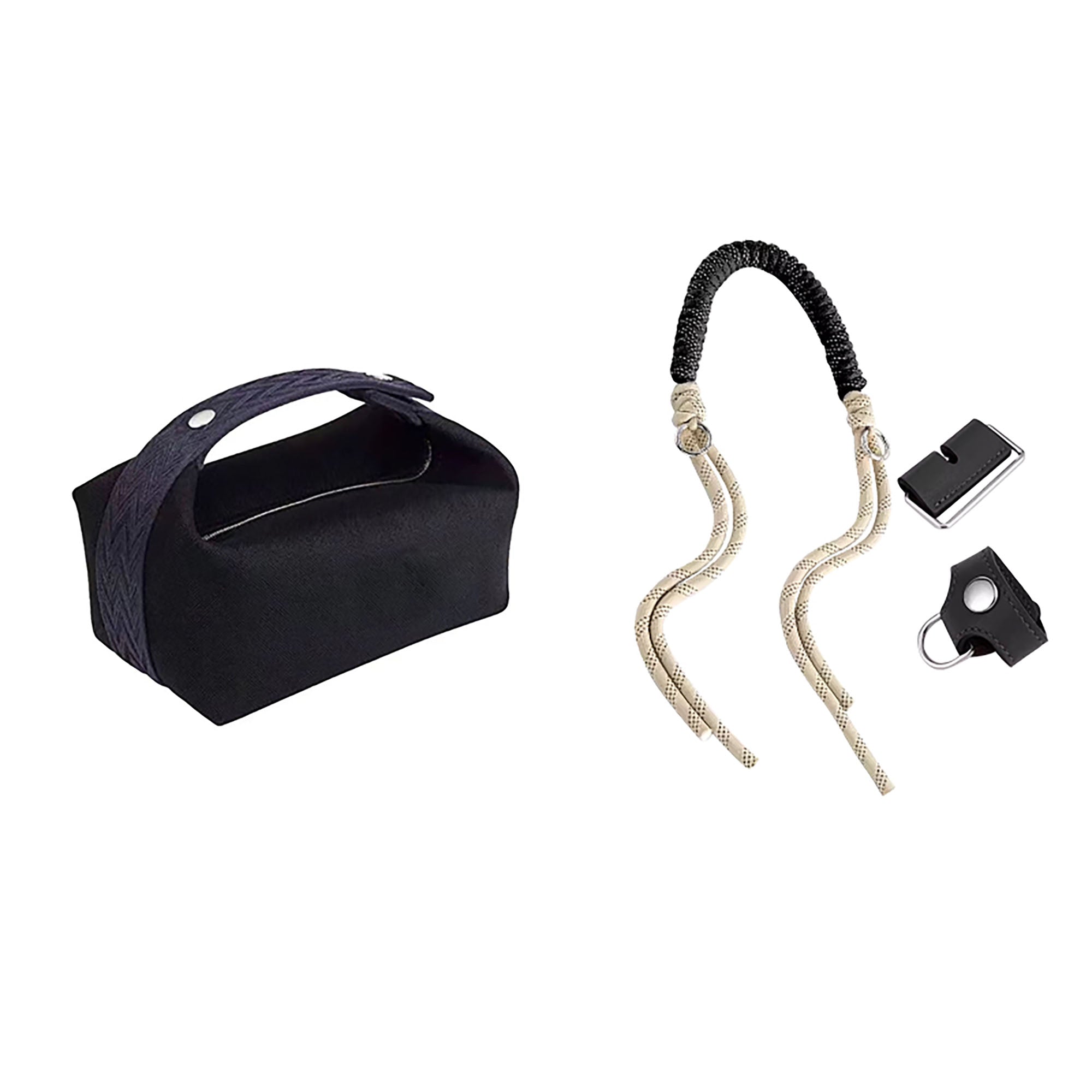 Lunch box bag genuine leather conversion buckle, 87cm underarm strap woven handle accessory