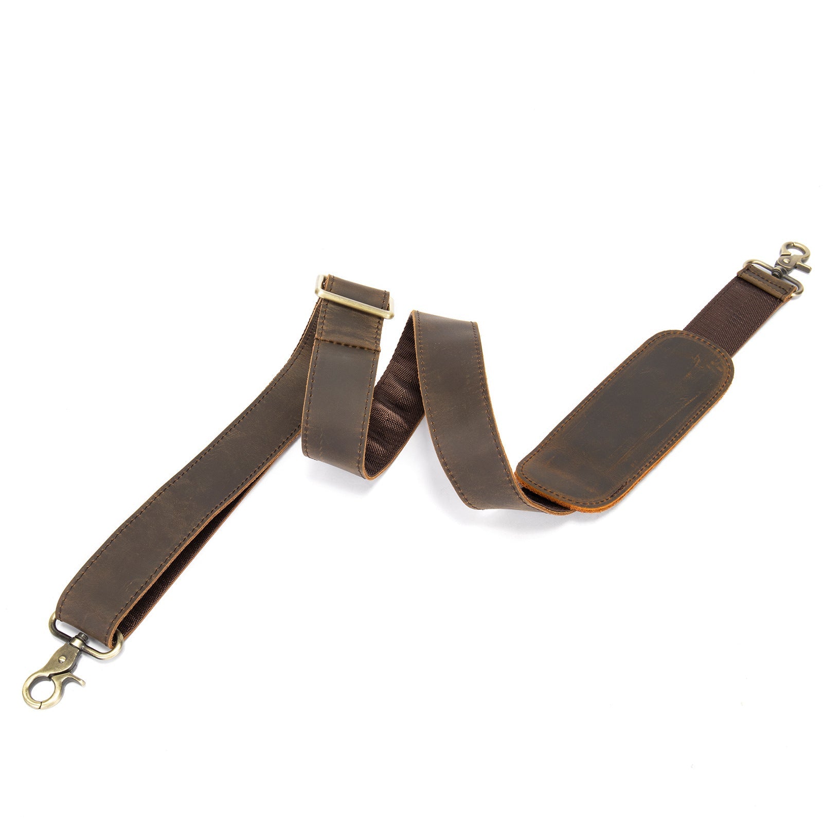 Vintage Crazy Horse Leather Shoulder Strap for Men – Adjustable Length, Versatile Single Shoulder or Crossbody Use, Retro Style for Messenger Bags