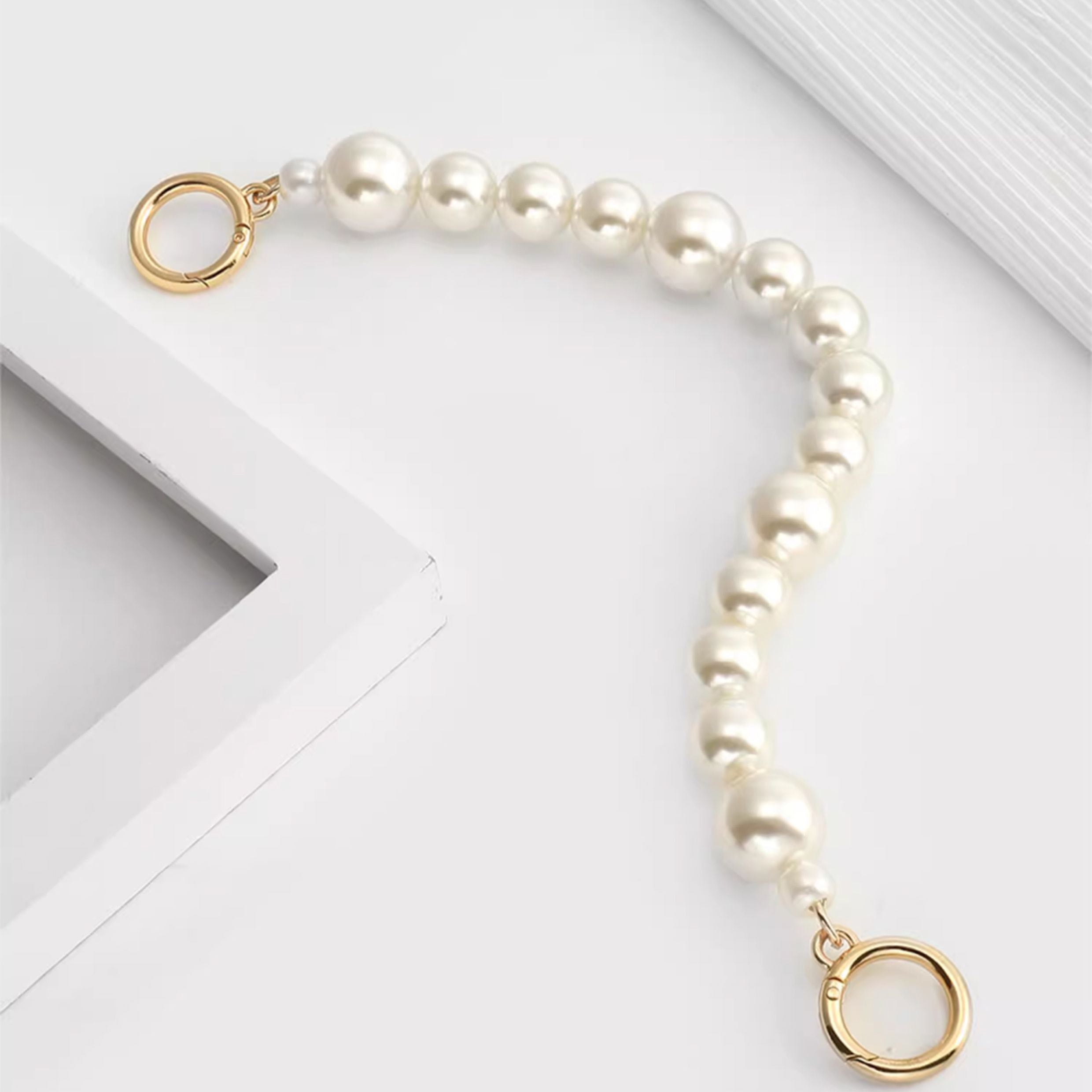 Handcrafted Pearl Bag Chain for Evelyn 16 – 1.8cm Wide Strap, Luxury Handmade Accessory