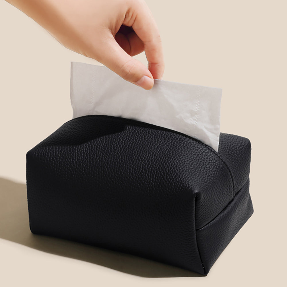 Handcrafted Luxury Genuine Leather Tissue Box - Premium Paper Towel Holder for Dining Room, Car Armrest, and Home Use