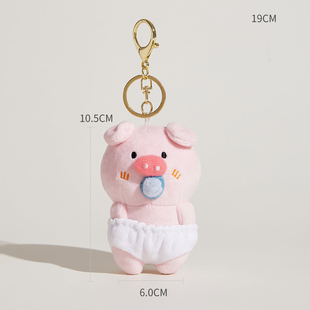Funny Pacifier Pig Bag Charm, Cute Plush Keychain Toy, Adorable Girls Gift, Soft Stuffed Animal Decoration