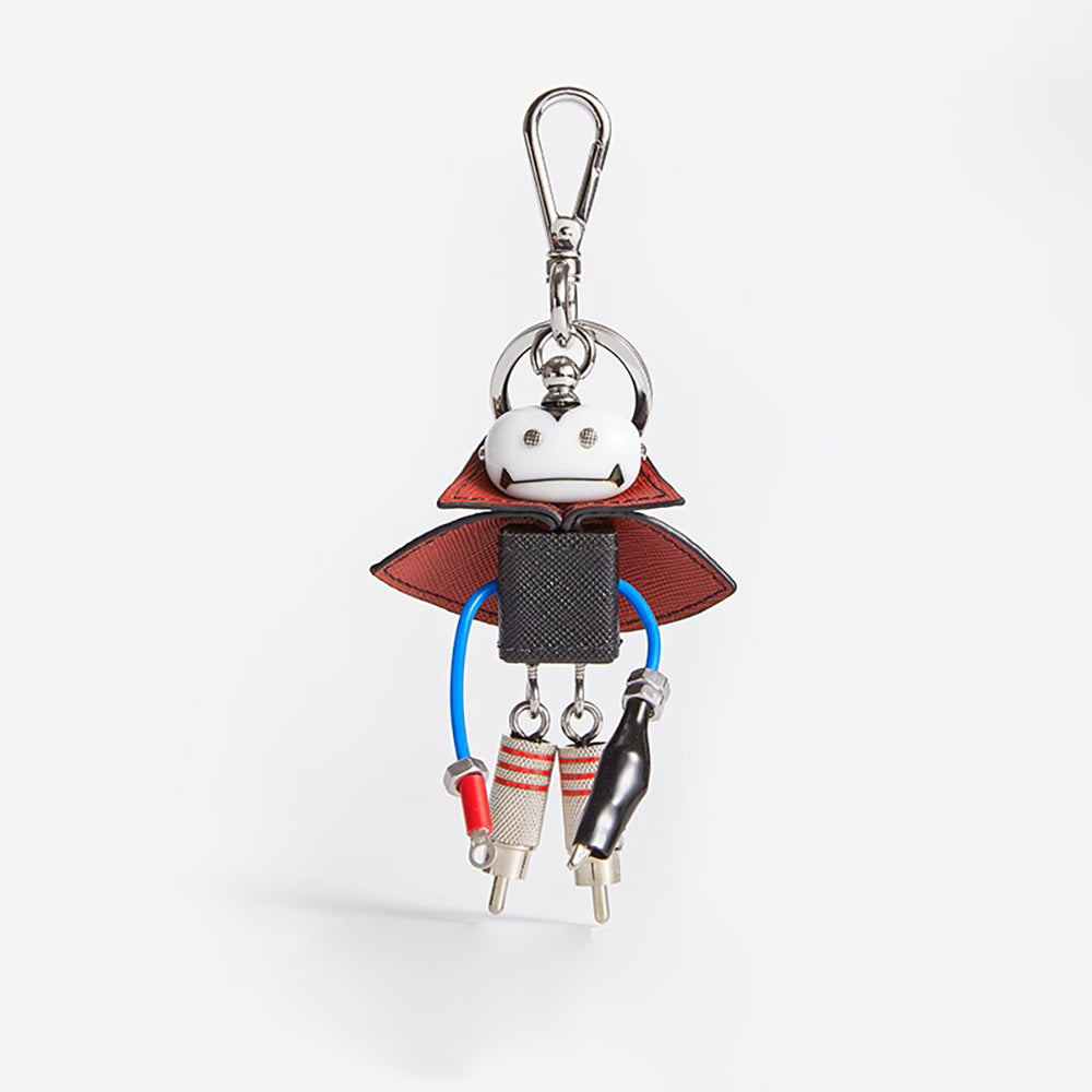 Saffiano Leather Modern Robot Style Keychain Pendant for Luxury Bags – Cute ; Trendy Accessory