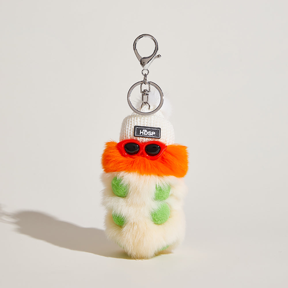 Cute Fur Caterpillar Bag Charm - Plush Lazy Bunny Keychain, Soft Plush Doll Backpack Decoration