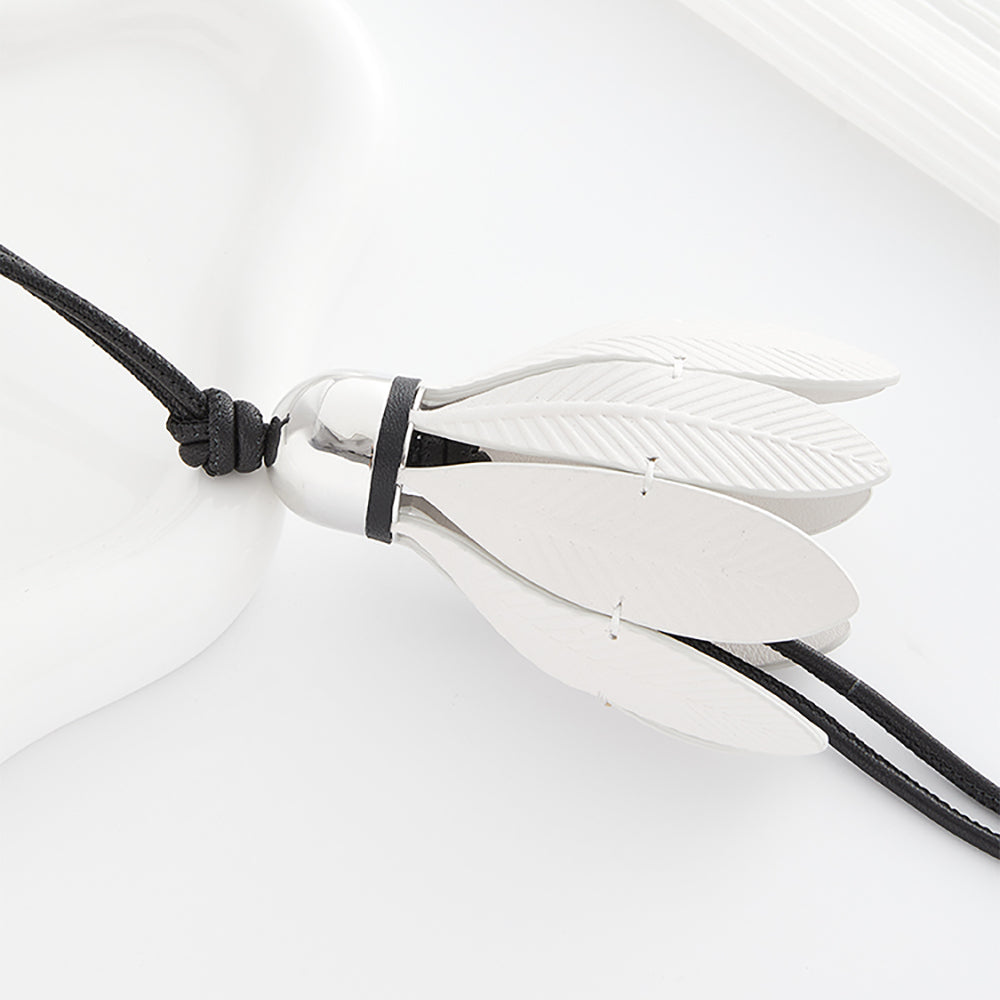 Handcrafted Leather Feather-Shaped Pendant Charm – Premium Fashion Bag Accessory for Women
