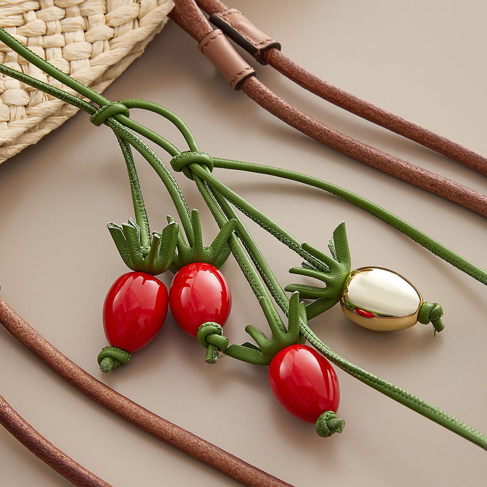 Cute Tomato Bag Charm – 36cm Fruit-Inspired Leather Keychain | Fun Purse Pendant, Novelty Accessory for Handbags &amp; Backpacks