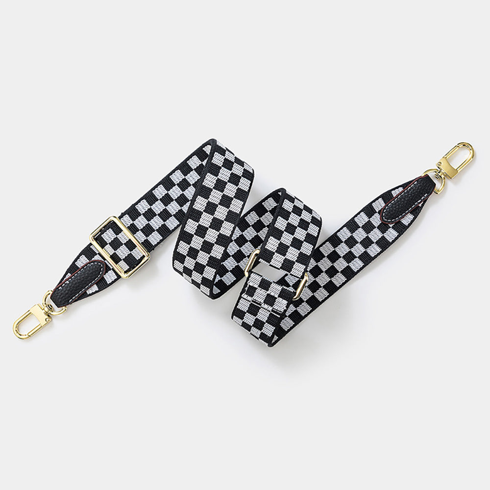 3.8cm Wide Adjustable Length Checkerboard Pattern Shoulder Strap – Durable & Versatile Bag Replacement Strap