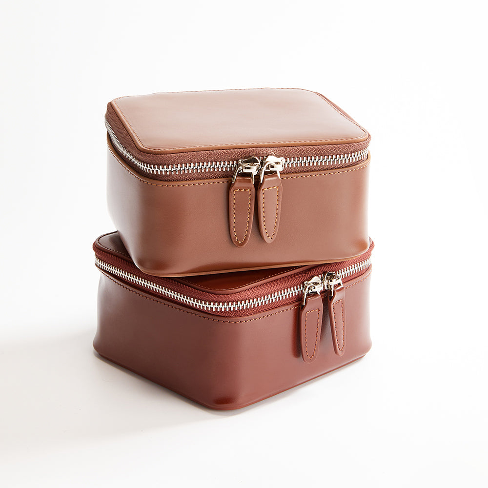 Handcrafted Genuine Leather Jewelry Organizer Box – Large Capacity, Premium Cowhide Storage Case for Rings, Necklaces, and Earrings