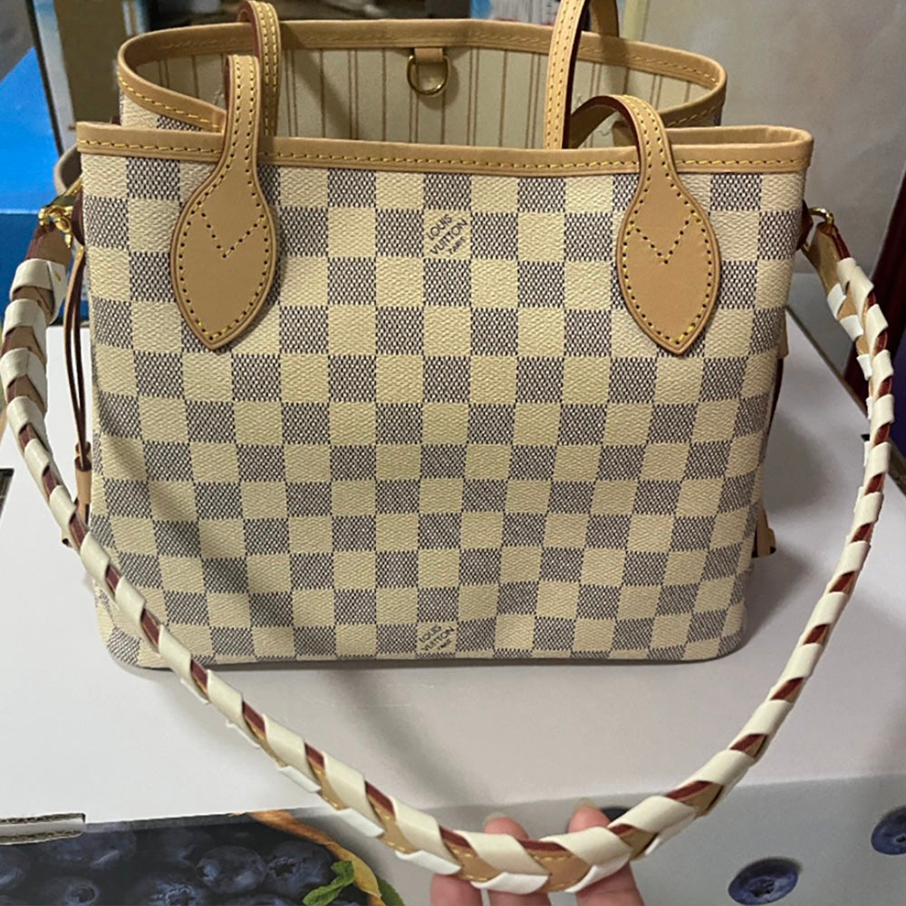 Neverfull Chessboard Woven Underarm Shoulder Strap – Custom Leather Bucket Bag Strap, Handcrafted, Upgrade Your Bag with Durable Cowhide