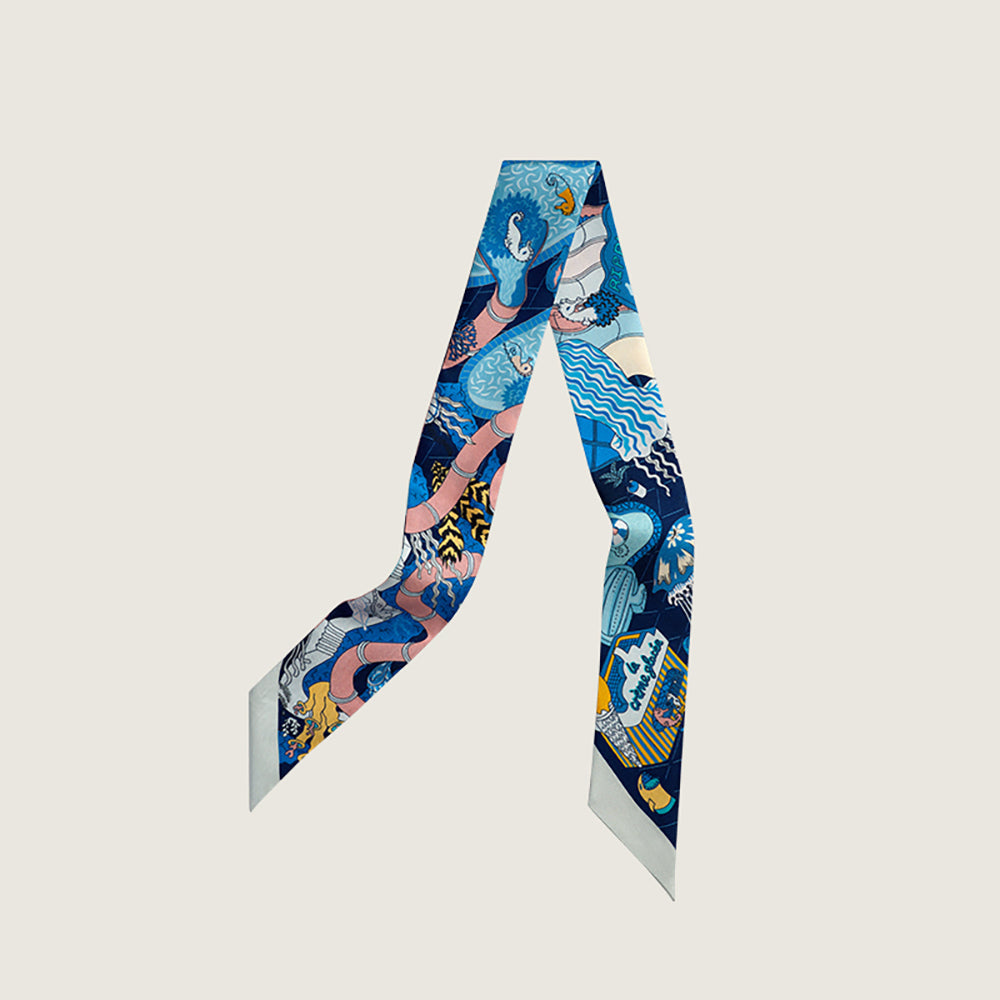 Silk Scarf Handle Tie & Hairband – Handcrafted Mulberry Silk Rectangle Scarf for Bags, Hair, and Accessories