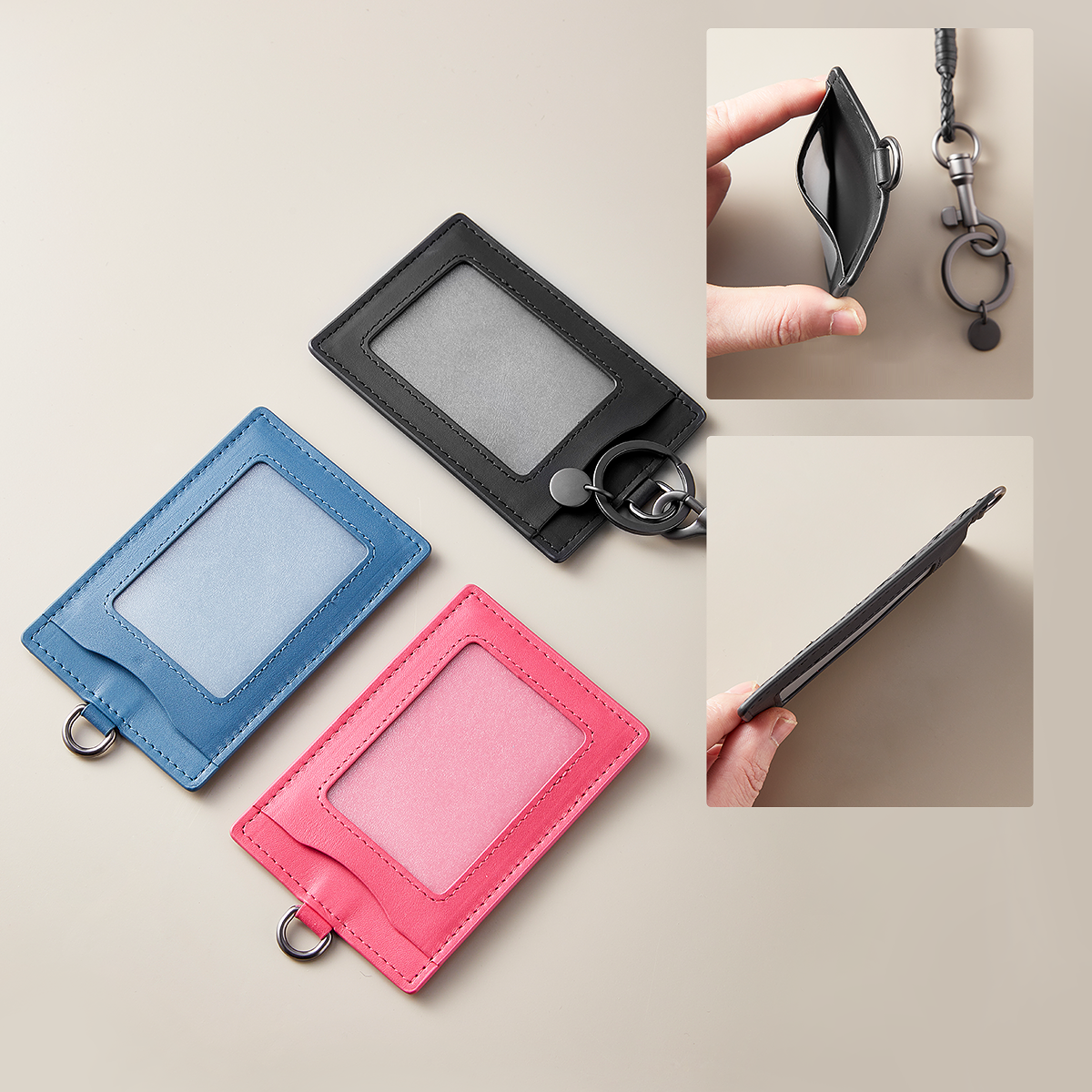 Handcrafted Genuine Leather ID Card Holder – Premium Neck Strap Badge Holder, Employee Badge & Access Card Protector